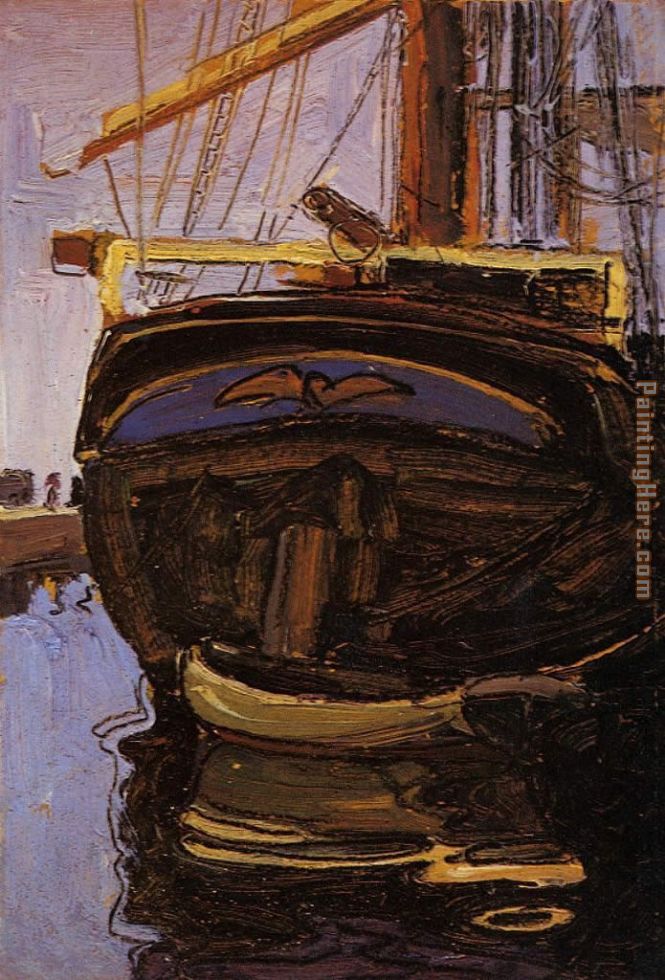 Sailing Ship with Dinghy painting - Egon Schiele Sailing Ship with Dinghy art painting